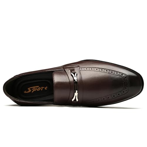 Image of MWX Men's Dress Shoes Formal Business Oxford Classic Pull on Wingtip Casual Shoes Brown