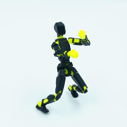 Image of Dummy 13 Action Figure Robot | Fully Articulated 3D Printed Robot Toy | 5.4-inch Collectible Figurine | Matte Finish| Unassembeled (Black-Yellow)