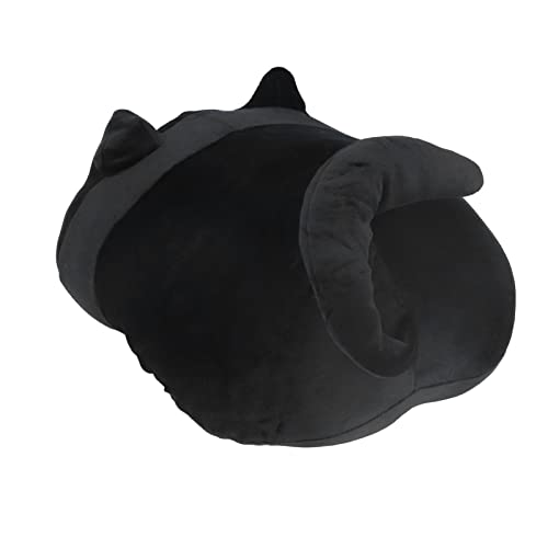 Travesseiro de gato de pelúcia, travesseiro de gato preto de desenho animado expressão brinquedo bon