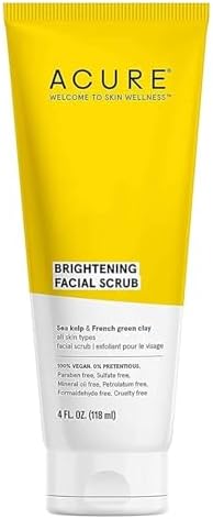 Acure Brightening Facial Scrub for a Youthful, Brighter, Radiant Complexion | With Sea Kelp & French Green Clay, 4 Fl Oz