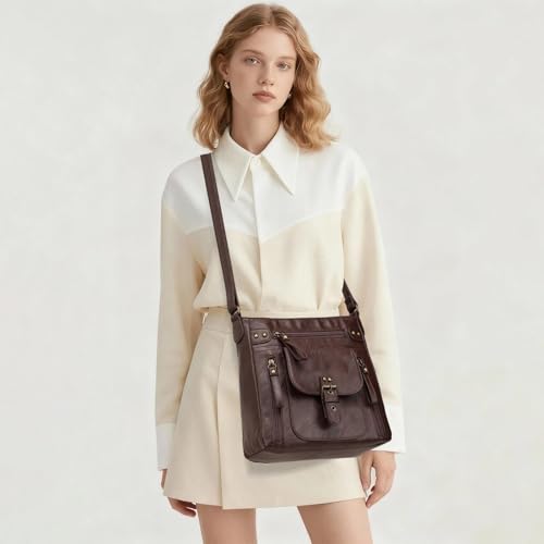 Image of Crossbody Bags for Women Medium PU Leather Multi Pocket Shoulder Purses