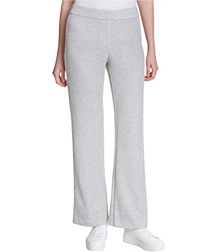 Calvin Klein Womens Heathered Casual Wide Leg Pants, Grey, 2