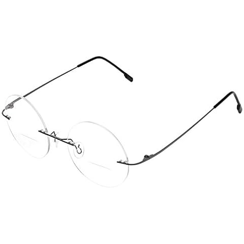 Fuisetaea Round Rimless Frame Reading Glasses for Men Women +2.50 Titanium Alloy Lightweight Readers Eyeglasses Cover