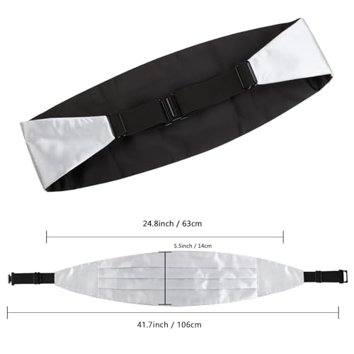 Image of Alizeal Mens Multicolored Silk Solid Cummerbund Bow Tie Set
