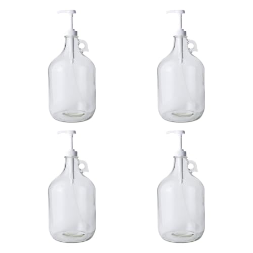 Glass Laundry Detergent Dispenser 4-Pack with Pumps | 1 Gallon Glass Jug