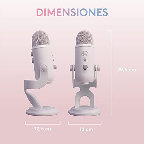 Logitech for Creators Blue Yeti Micrófono USB para Streaming de Gaming, Software Blue Vo!CE, PC, Podcast, Estudio, Mic para Ordenador, Temas únicos de Streamlabs, Acabado de Edición Especial - Blanco - imagen 10