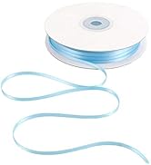 HUIHUANG Solid Color Satin Ribbon 1/8 inch x 100 Yards Roll Ribbon Thin Satin Baby Light Blue 1/8...