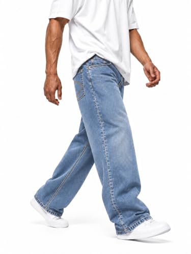 Denvox Men's Baggy Fit Denim Jeans Blue Light Blue - Image 4