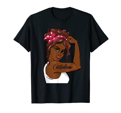 Black History Pin Up Rosie The Riveter Custodian Camiseta