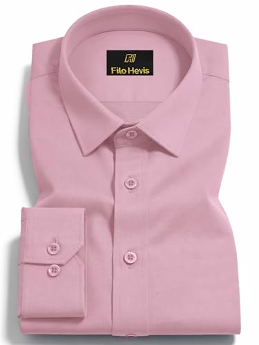 Image of FILO HEVIS Men's Shirt Regular Fit Solid Self-Cord Cotton Blended, Soft Fabric Stylish Formal Wear Man Shirt, Spread Collar Full Sleeves,(Available in Plus Size)
