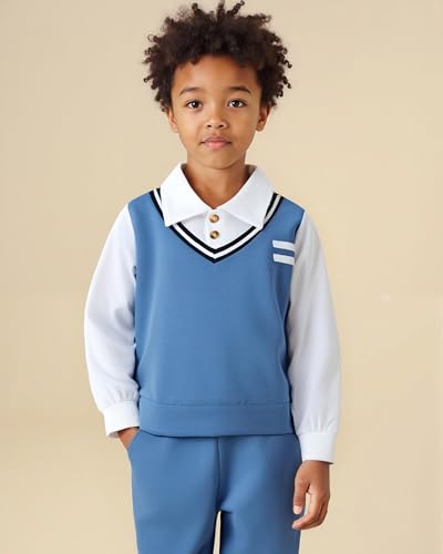 Renotemy Toddler Boy Clothes Fall Winter Outfits Pullover Sweatshirt Pants Set Warm Sweatsuit Kids Clothing for Boy Size 3-7T3