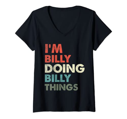 Mujer Billy haciendo cosas divertidas para Billy Name Retro Camiseta Cuello V