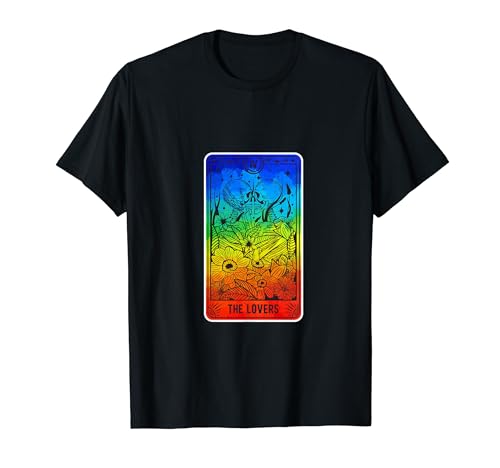 The Lovers Skeleton Tarot Card Pride Month LGBT Rainbow flag T-Shirt