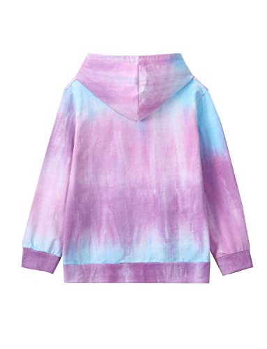Image of Deeorla Little Boys Girls Cotton Tie Dye Hoodies Long Sleeve Pullover Sweatshirts for Big Kids 5-15Years