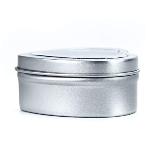 Gonioa 30ct Empty Heart Shaped Silver Metal Tins with Clear Window for Party Favors, Candle Making, Spices, Gifts