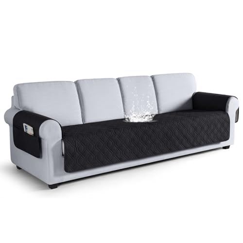 VANSOFY Couch Cover, Waterproof Sofa Covers Washable Slipcover Furniture Protector Couch Seat Covers Non-Slip Couch Cover for Dogs, Pets(Oversized Sofa, Black)