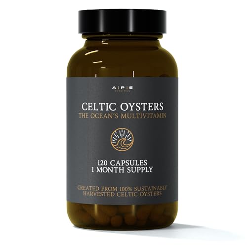 APE Nutrition Celtic Oyster Capsules - Copper Zinc Iodine Selenium B12, DHA & EPA, Natural Multivitamin, Ancestral Supplement UK, Sustainably Harvested, Oyster Extract, 300mg Capsules