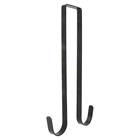 Norgail Double Side Wreath Hanger Over The Door - Large Wreath Metal Hook for Christmas Wreath Front Door Hanger - Holds 2 Wreaths with This 2 Sided Hanger - Premium Sturdy Metal 12" Black Cover