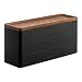 Produktbild Yamazaki 5810 RIN 3-stöckige schmale Accessoirebox mit Deckel, schwarz, ABS-Harz/Holz, minimalistisch, 24 x 8 x 11.5 cm