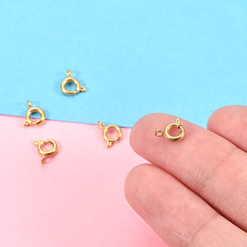 Fermoirs à ressort ronds 6 mm acier inoxydable pour création bijoux DIY