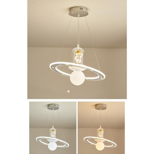 Plafonnier LED enfant astronaute design lune blanche 3000K-6000K