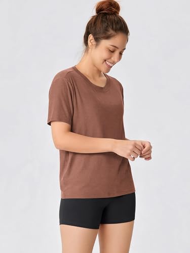 Image of ODODOS Women's Performance Cropped Tee Ultra Soft odSTRATUM Tech Short Sleeve Relaxed Top Crew Neck T-Shirts