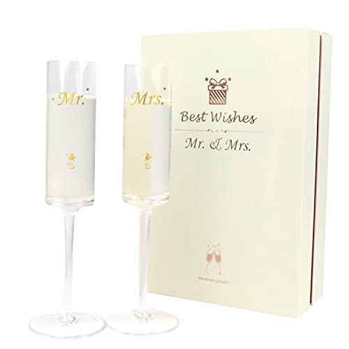 Regalos de boda, regalo de champán personalizado, regalo de boda, copas de champán de cristal, regalos de señor y señora para novia y novio