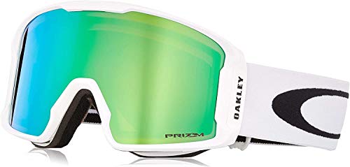 Image of Oakley Men's Line Miner Snow Goggles, Matte White, Prizm Jade Iridium, Large