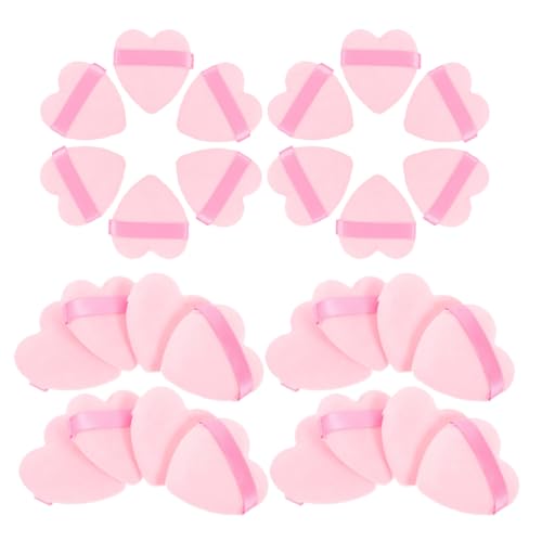 SEWACC Borlas de Polvos Sueltos para Maquillaje 50 Unidades en Forma de Corazón, Color Rosa, Esponjas Suaves para Base y Fijador, Herramienta Facial para Acabado Uniforme y Uso Diario