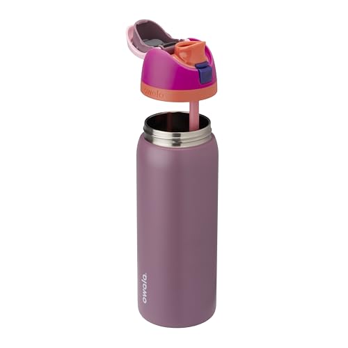 Image of Owala FreeSip Insulated Stainless Steel Water Bottle with Straw for Sports and Travel, BPA-Free Sports Water Bottle, 32 oz, Pink, Crown Jewel