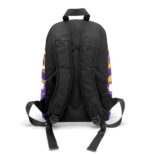 Personalised Casual Rucksack Large Capacity Casual Backpack Custom Unisex Travel Bag Purple Yellow Cheer, 11.8''(L)*5.5''(W)*17.7''(H), Option 43