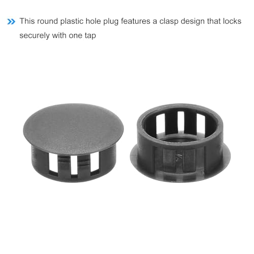 Image of MECCANIXITY 64PCS 18mm(11 /16 inch) Dark Grey Plastic Hole Plugs, Flush Type Panel Hole Plugs Insert End Caps for Locking Hole Tubes Furniture Cabinet