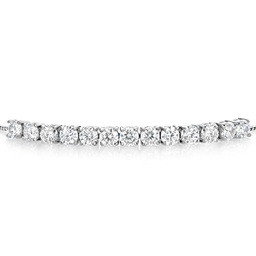 Gem Stone King 3.00 Cttw Moissanite Tennis Bracelet For Women | Round 4MM | Adjustable Bolo Bracelet For Women | Easy-On Easy-Off3