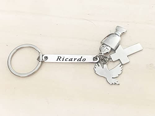 regalo grabado Porte-clés Communion avec perles personnalisé avec texte, Métal, taille unique. Pack 10 unités – vue 5