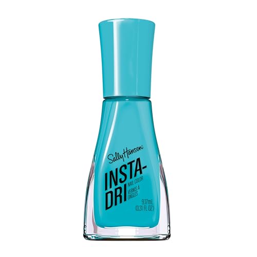 Sally Hansen Insta-Dri Electric Feels Nail Polish | Quick Dry Long Lasting Streak-Free Shine | Opaque Shiny | 490 Electric Splash | Neon Blue Nail Color