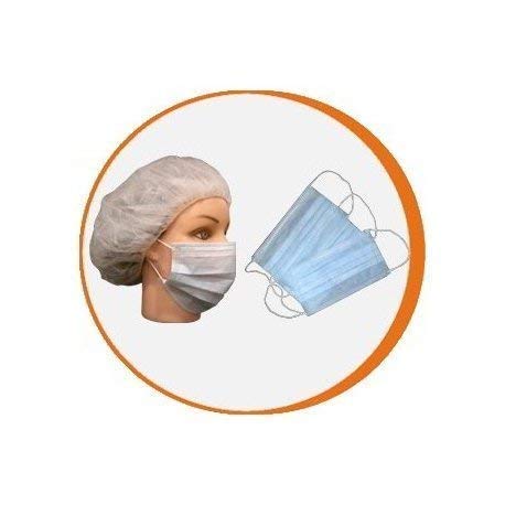 Mascarilla Desechable Azul 3 Pliegues Ajuste Gomas. Caja 50 Uds
