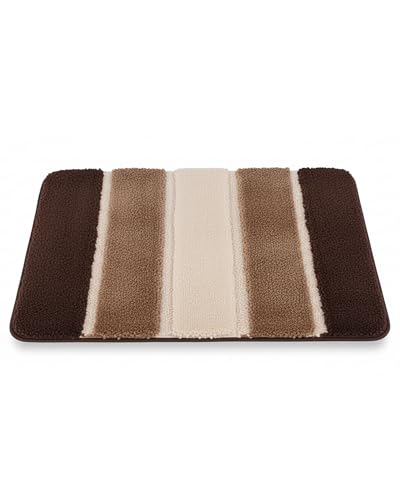 Nest & Nibble Bathroom Bath Mat (Brown, 40 x 60 cm) Non-Slip Toilet Floor Mat | Ultra-Absorbent Microfiber Technology Washable Shower Rug | Soft & Thick Anti-Mould Home Essential Bathtub Carpet