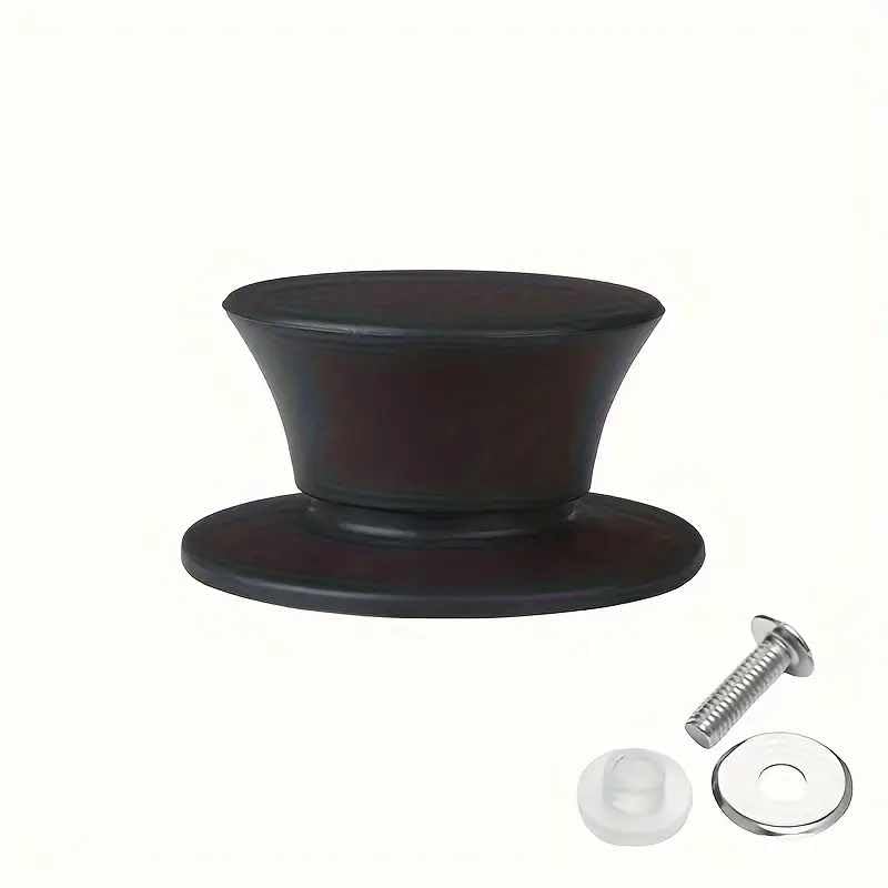 CHEFZOCO Pomo Tapa Olla, Manija para Tapa de Olla, Asa para Ollas, Mango de tapa de sartenes, Perilla para sartenes, Incluye Tornillo para instalación, Diámetro: 6 cm, Negro, Silicona