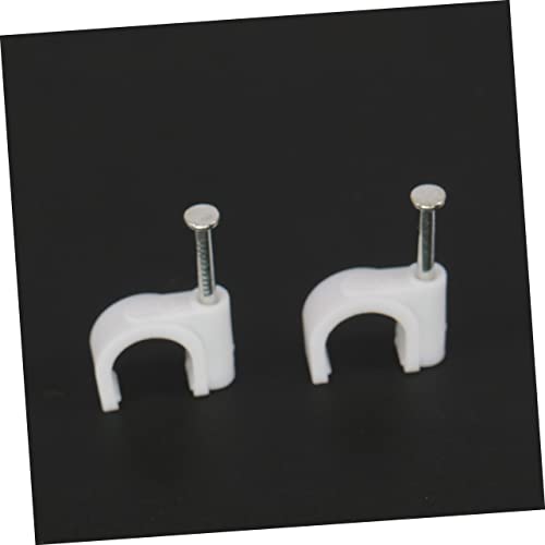 Plastic round Cable Wire Clips 300Pcs for Cable Management White | Hardened Nails, Corrosion-Free Plastic Build, for RJ45 and Electrical Cable Use, Office and Outdoors miniatura 5