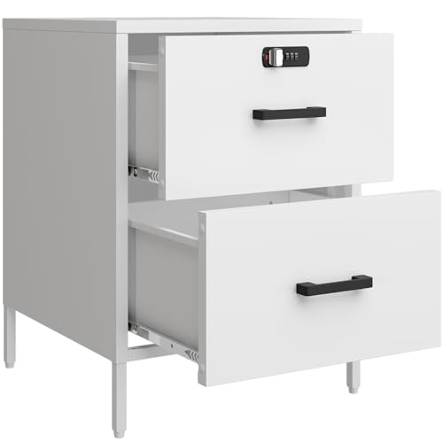 Steehoom Nightstand,2 Drawer Metal Locker End Table...