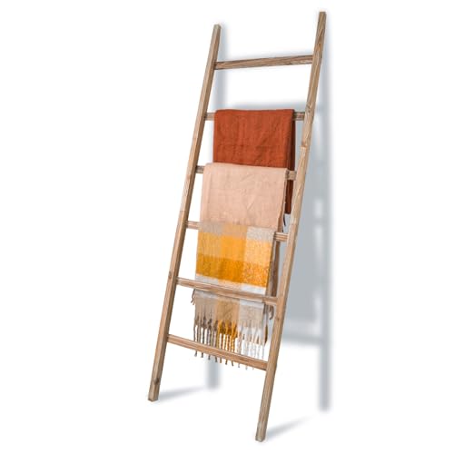 storenization Blanket Ladder 6.4FT, Wooden Blanket Ladders for The Living