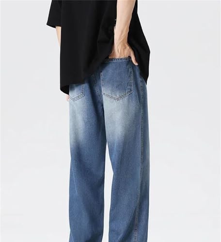 Mens Jeans Spring Wide Leg Loose Straight Casual Streetwear Baggy Bleach High Street Denim Pants3