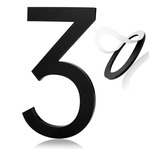 Self Adhesive House Number 5 Inch House Numbers for Outside Acrylic Modern Mailbox Numbers House Numbers for Outside Stick On Numbers Address Home Number for House Apartments Office Hotel(Number 3)
