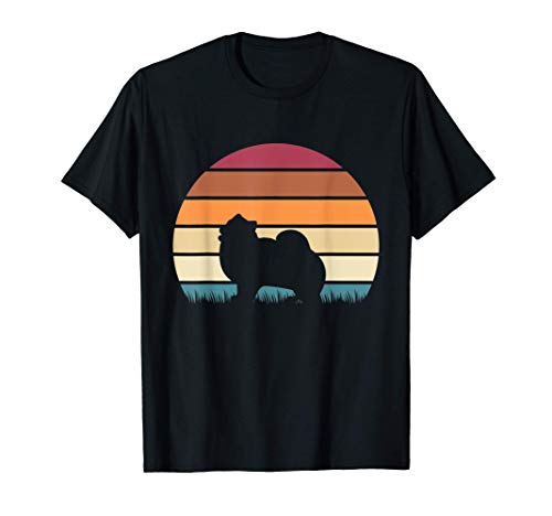 Retro Vintage Sunset Dog Pet Lover Pomeranian Breed Camiseta