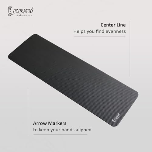 Image of Cockatoo 15mm Thick NBR Yoga Mat For Home and Gym Workout| Anti Slip Yoga Mat For Men & Women| Yoga Mat with Carrying Strap, Black