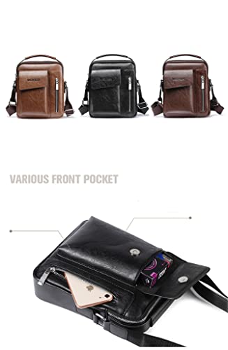 WEIXIER bolsa de couro transversal para iPad de 9,7 polegadas bolsa mensageiro masculina Preto, Medi