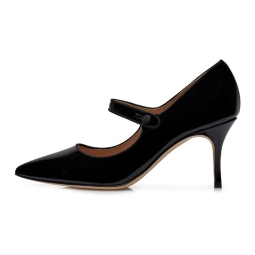 Zszszsu Elegant Mary Jane Heeled Pumps Kitten Pointed Toe Mid Heels Ankle Strap Dress Shoes for Party Prom Wedding Daily Size 4-16 US2