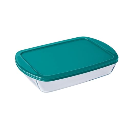 Pyrex FTE RECT PX Verde con coperchio 40 x 27 cm, 4,5 l, Teglia per forno, vetro borosilicato, Multicolore