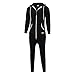Mens Onesie,Mens Fleece Lined Hooded Jumpsuit Insulated Zip up One Piece Pajamas Onesie Playsuit Jogger Sweatsuit Overall Romper Winter,Black,L