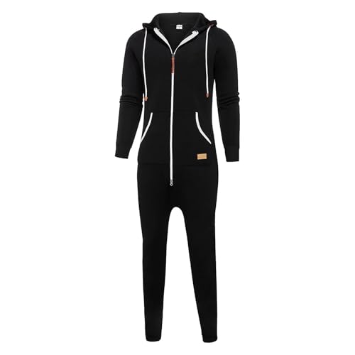 Mono de hombre con estampado de cremallera negro 5XL invierno casual ropa 3